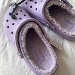 Lavender Crocs with fur